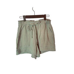 Gap XS Sage Green Cotton Drawstring Paperbag Shorts With Pockets